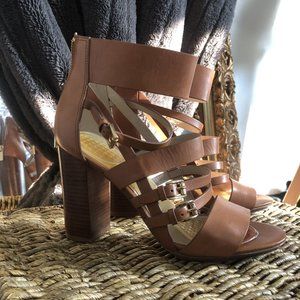MICHAEL by MICHAEL KORS Strappy Tan High Heels with Buckles